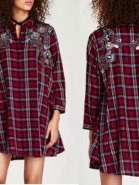 Zara Plaid Tunic Top Size XS